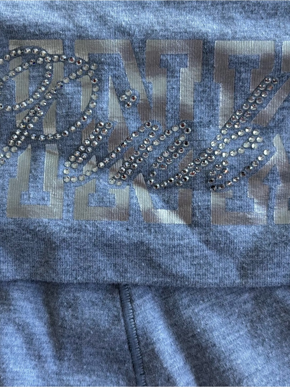 PINK Victoria's Secret Light Blue Rhinestone Logo Leggings